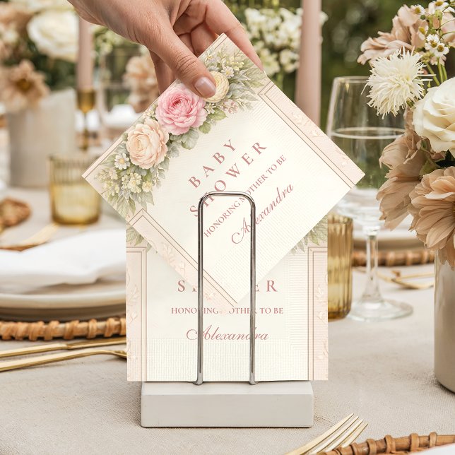 Blush Ranunculus And Rose Garden Baby Shower Napkins (Creator Uploaded)