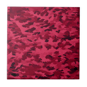 Blush Red Camouflage Pattern Ceramic Tile