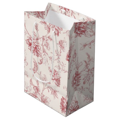 Blush Red Floral Birthday Medium Gift Bag