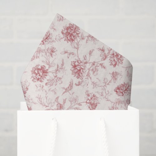 Blush Red Floral Birthday Tissue Paper