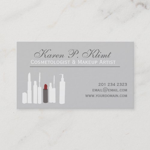 Blush Red Lipstick Cosmetics Business Card Template