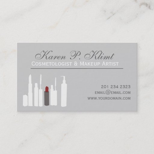 Customizable Blush Red Lipstick Cosmetics Business Card Template