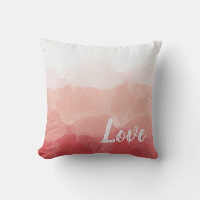 Blush Red Love Watercolor Throw Pillow (Front)