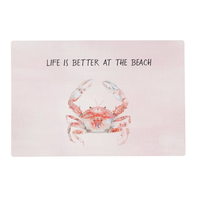 Blush Red Ocean Crab Placemat (Front)