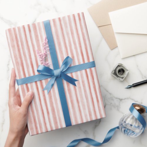 Blush Red Stripes Bridal Shower Wrapping Paper