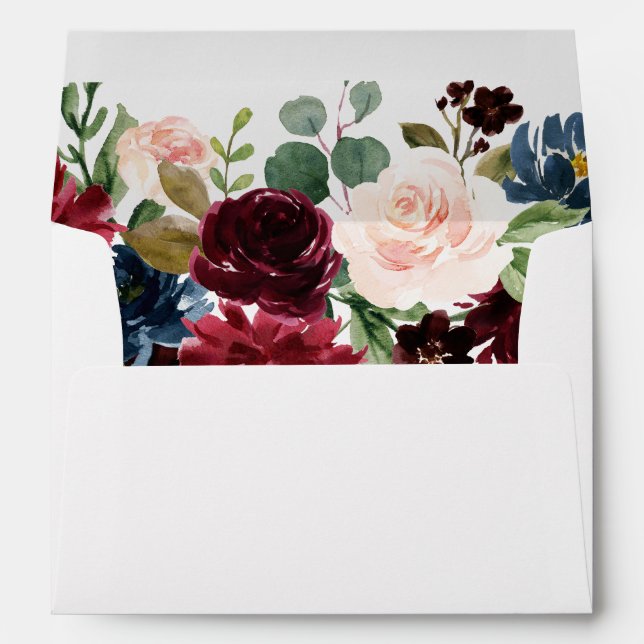 Blush & Red Wine Burgundy Flowers All Occasion Envelope (Back (Bottom))