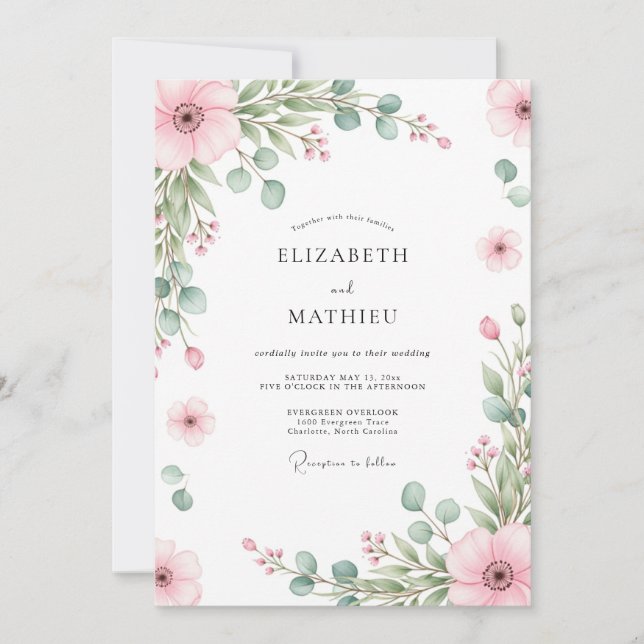 Blush Refined Spring Wedding Invitation (Front)