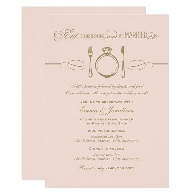 Blush Rehearsal Dinner | Eat Drink And Be Married Invitation