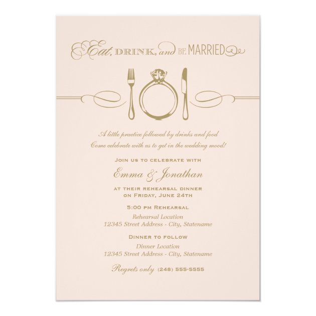 Blush Rehearsal Dinner | Eat Drink And Be Married Invitation