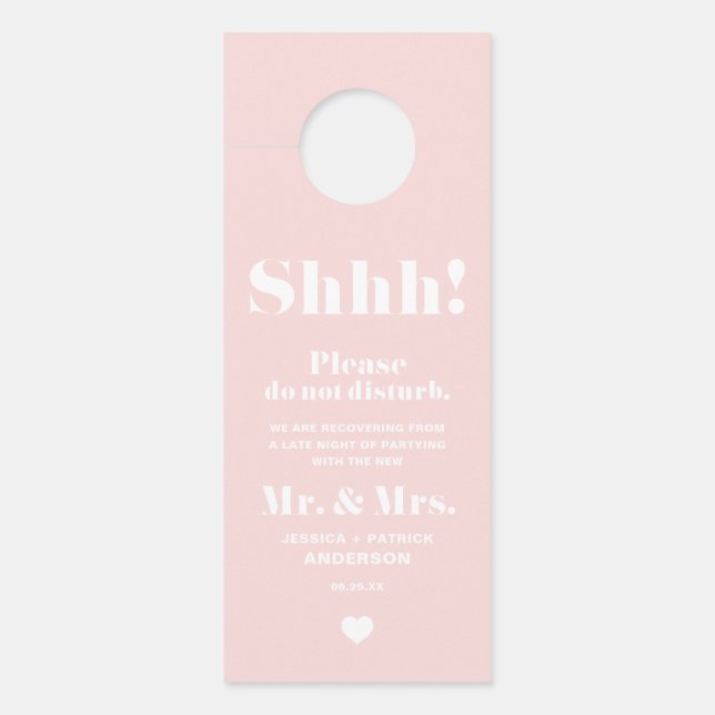 Blush Retro Bold Typography Do Not Disturb Wedding Door Hanger (Front)