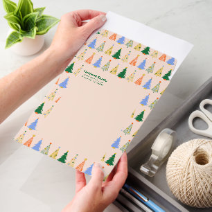 Blush Retro Christmas Tree Holiday Small Business Envelope Mailers
