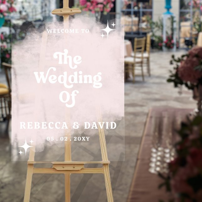 Blush Retro Wedding Welcome Sign (Blush Retro Wedding Welcome Sign
)