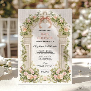 Blush Ribbon Garden Arch Baby Shower  Invitation