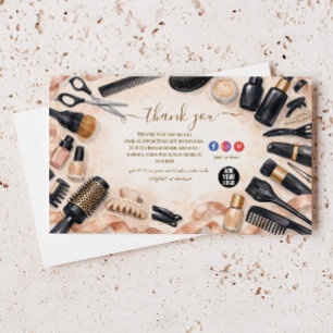 Blush Ribbon Hair Stylist Thank You Card