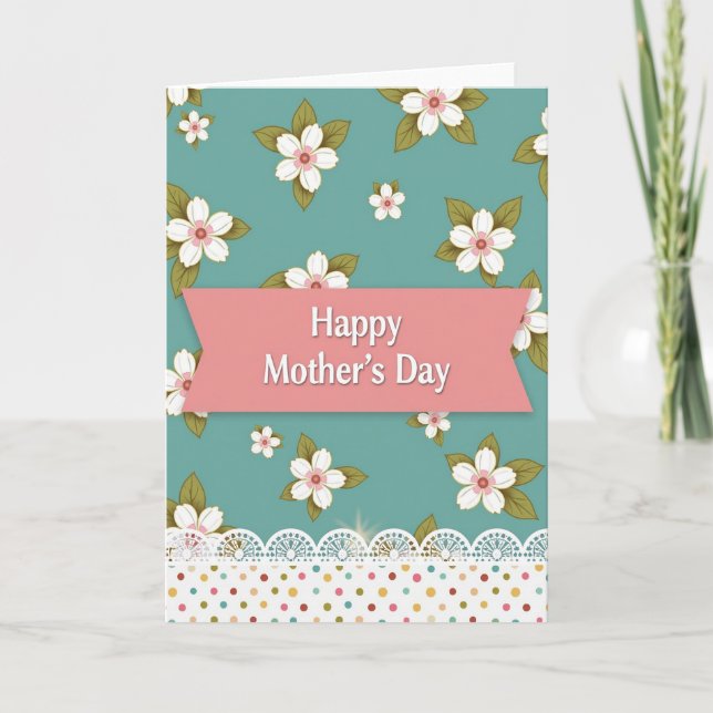 Blush Ribbon Mothers Day Card (Front)