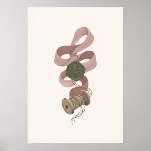 Blush Ribbon Sage Wax Seal Thread Spool Poster
