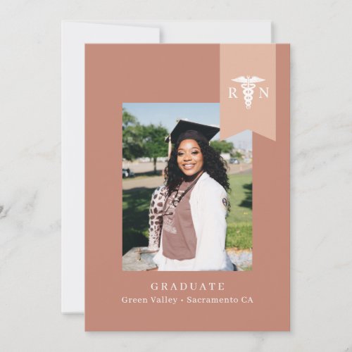 Blush RN Photo Nurse Graduation Invitation