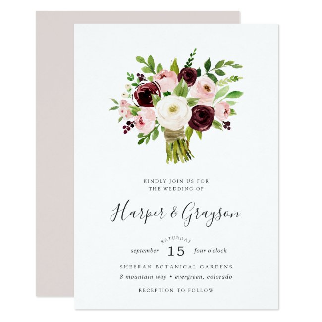 Blush Romance Bouquet Wedding Invitation