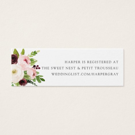 Blush Romance Bridal Registry Insert Cards