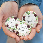 Blush Romance Bridesmaid Button<br><div class="desc">Identify the key players at your bridal shower with our elegant,  sweetly chic floral buttons. Button features a blush pink and burgundy marsala watercolor floral wreath with "bridesmaid" inscribed inside in hand lettered script.</div>