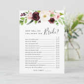Blush Romance Double-Sided Bridal Shower Game Card (Standing Front)