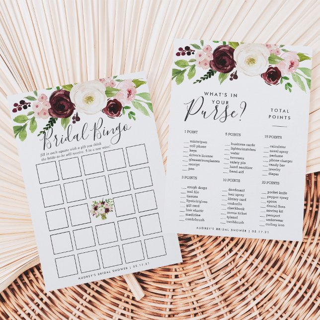 Blush Romance Double-Sided Bridal Shower Game Card