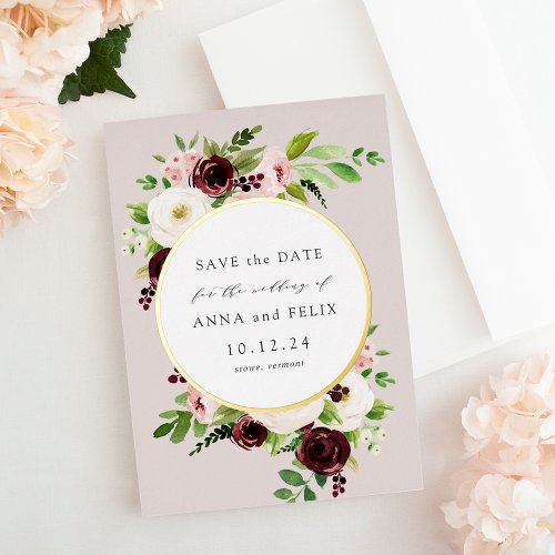 Blush Romance Foil Wedding Save the Date Card