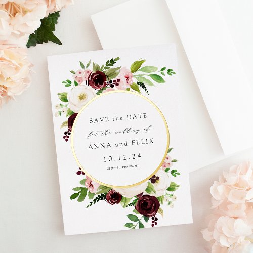 Blush Romance Foil Wedding Save the Date Card