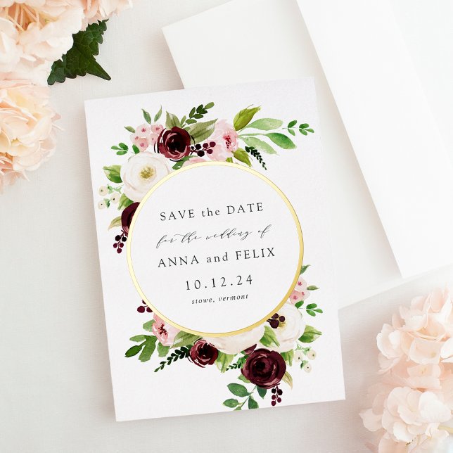 Blush Romance Foil Wedding Save the Date Card (Creator Uploaded)