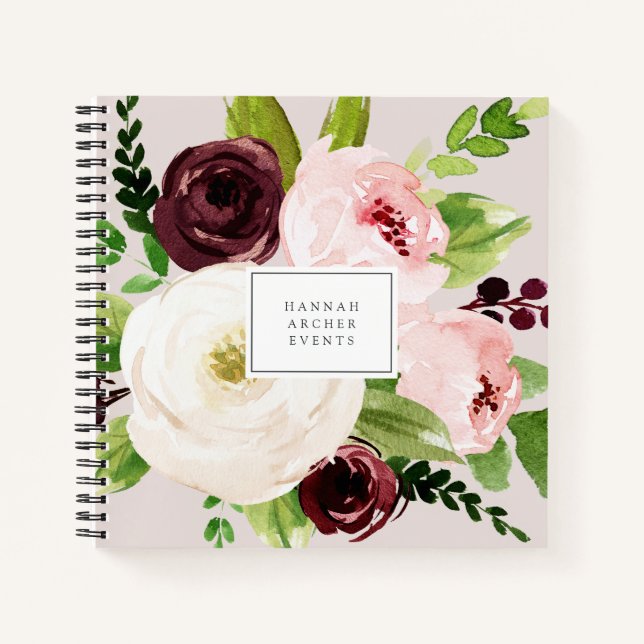Blush Romance Personalized Floral Notebook (Front)