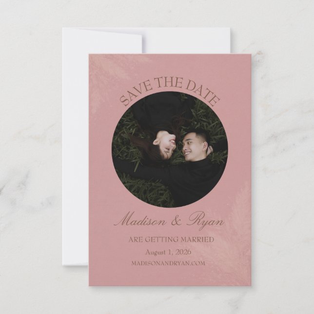 Blush Romance Save the Date with Photo (Front)