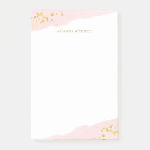 Blush Romance Watercolor and Gold Post-it Notes