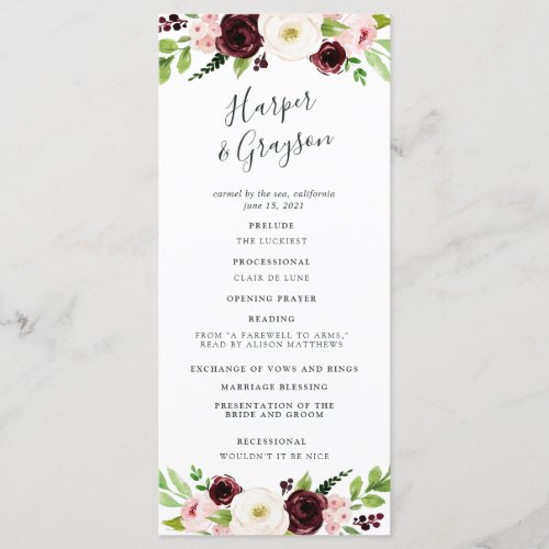 Blush Romance Wedding Ceremony Program