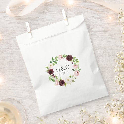 Blush Romance Wedding Monogram Favor Bag