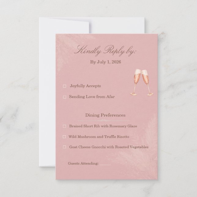 Blush Romance Wedding RSVP Card (Front)