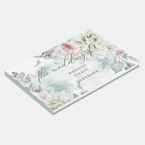 Blush Rose and Alabaster Garden Floral Guest Book