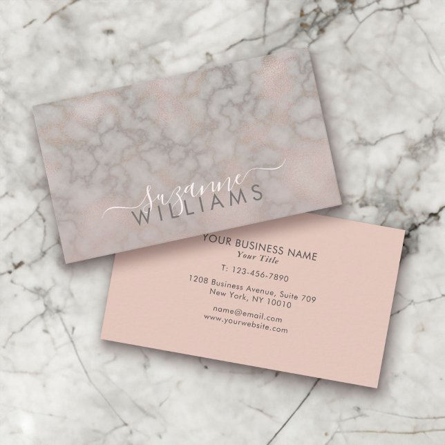Blush Rose and Gray Marbled Elegance Business Card (Creator Uploaded)