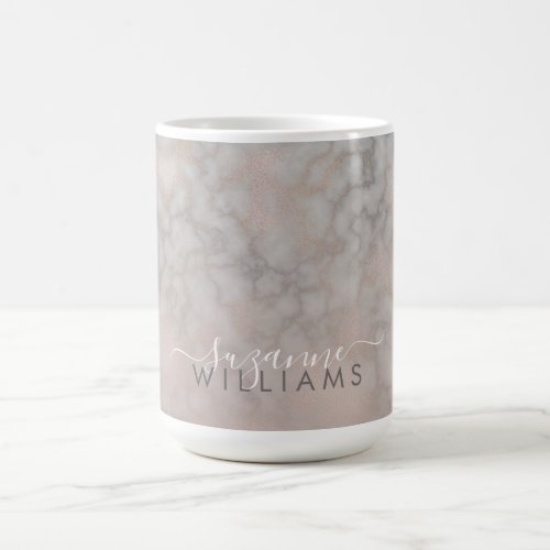 Blush Rose and Gray Marbled Elegance Coffee Mug