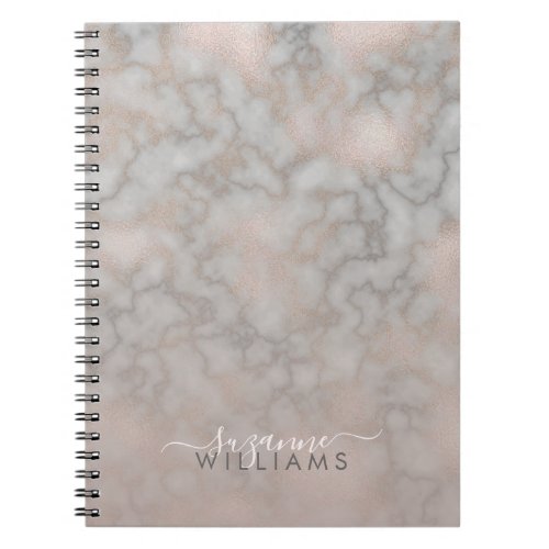Blush Rose and Gray Marbled Elegance Notebook