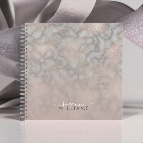 Blush Rose and Gray Marbled Elegance Notebook