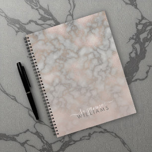 Blush Rose and Gray Marbled Elegance Sketchbook Notebook