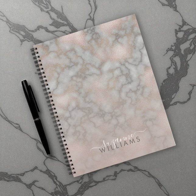 Blush Rose and Gray Marbled Elegance Sketchbook Notebook (Creator Uploaded)