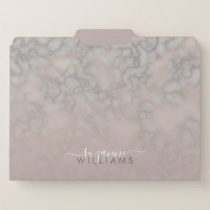 Blush Rose and Gray Marbled Elegance with Name File Folder
