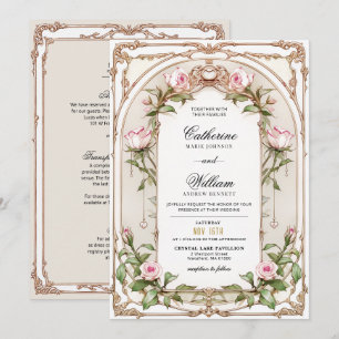 Blush Rose Art Nouveau Ornate Frame Invitation