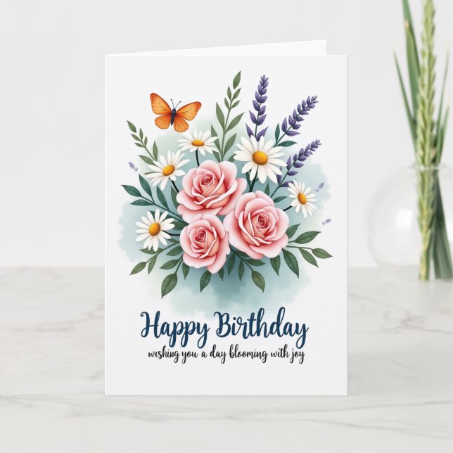 Blush Rose Birthday Card (Front)