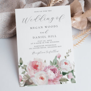Blush & Rose Botanical Floral Wedding Invitation