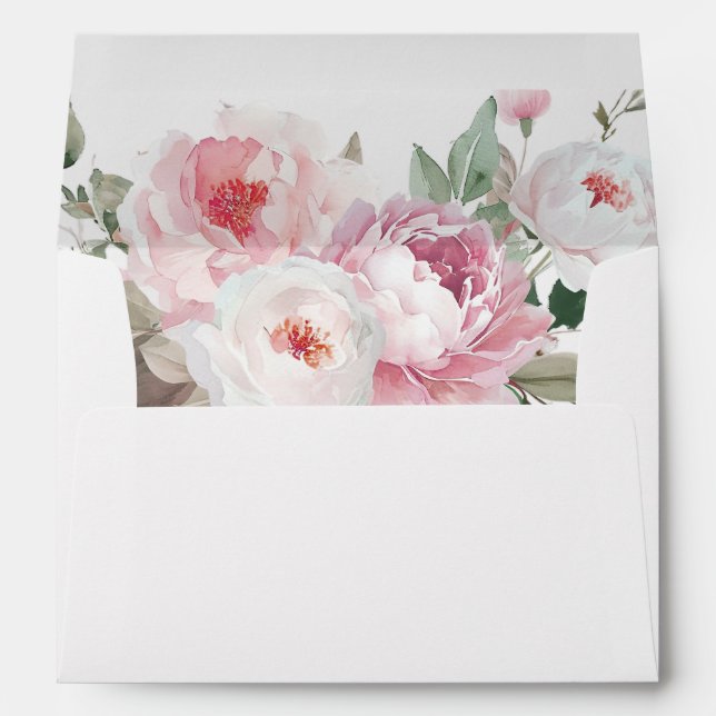 Blush & Rose Botanical Floral Wedding Invitation Envelope (Back (Bottom))