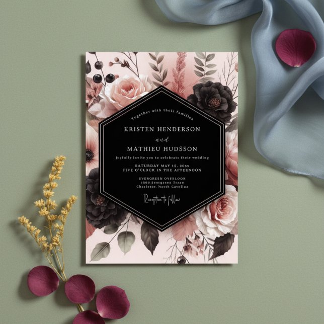 Blush Rose Botanical Romance Wedding Invitation (Creator Uploaded)