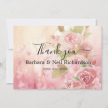 Blush Rose Botanical Wedding Thank You