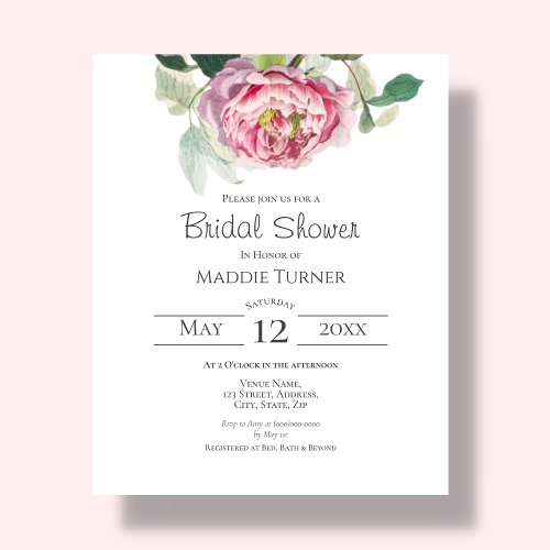 Blush Rose  Bridal Shower Invitation